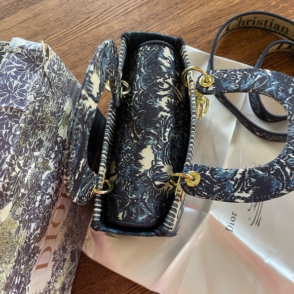 Dior White Blue and Gray Lady-D Canvas Bag - Picture 5 of 17